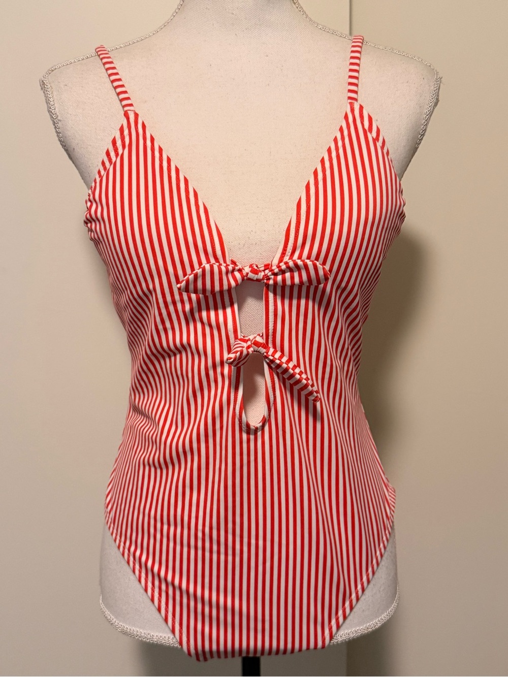 Xhilaration Red and White Stripe One Piece Size L